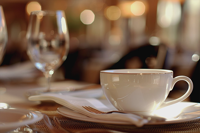 raw image coffee cup elegant table setting
