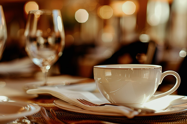raw image coffee cup elegant table setting