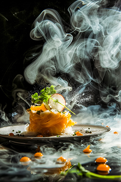 with preset experimental cuisine with smoke