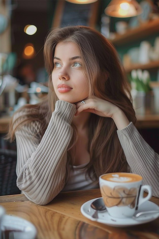 raw image person having coffee at a bistro