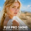 cover image Fujicolor Pro 160NS Presets for Lightroom, a blonde bride with braided hair and a white lace dress