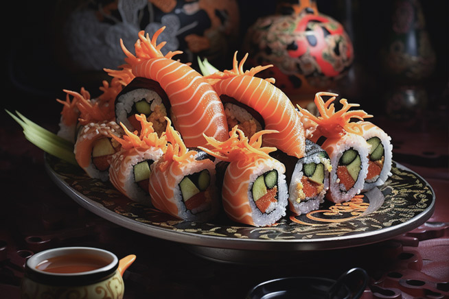 raw image Dragon Rolls sushi