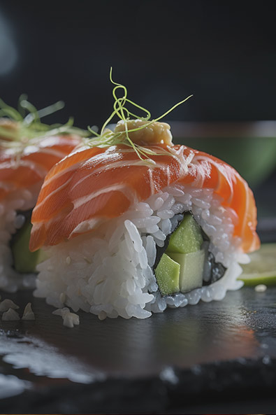 raw image Nigiri sushi close-up