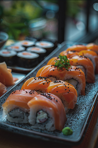 raw image Nigiri sushi white table