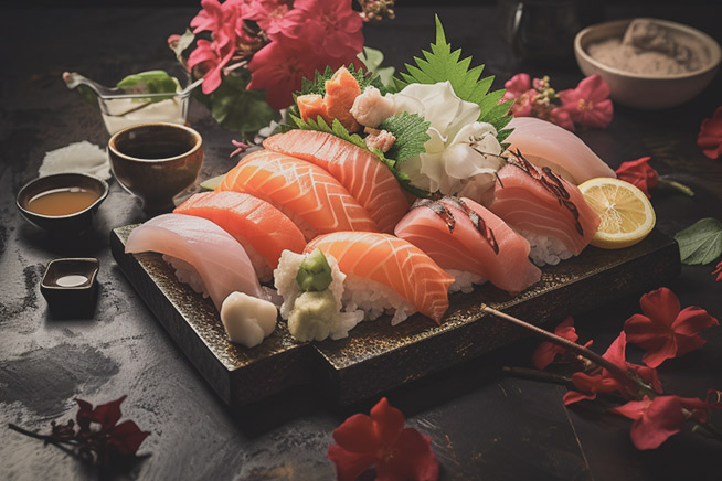 raw image Sashimi sushi