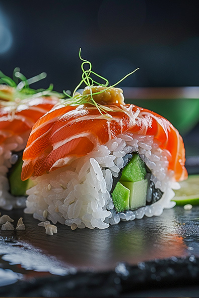 with preset Nigiri sushi close-up