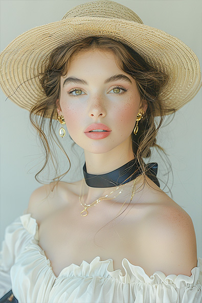 with preset studio shoot model with hat