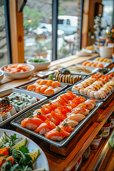 with preset various sushi restaurant