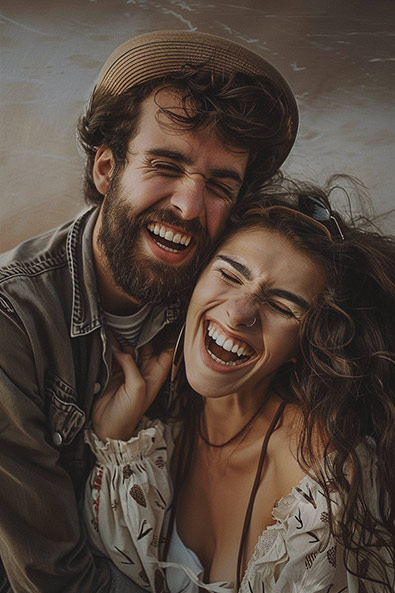 raw image of a couple laughing