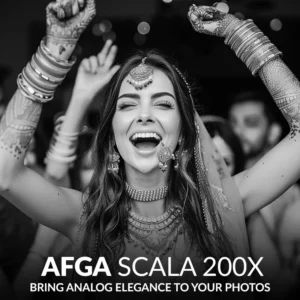 Cover image Agfa Scala 200X Presets for Lightroom showing a Indian bride dancing