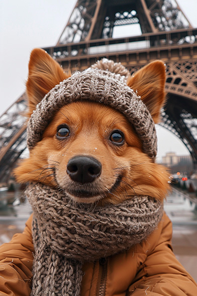raw image cute dog in Paris