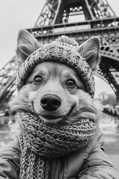 with preset cute dog in Paris
