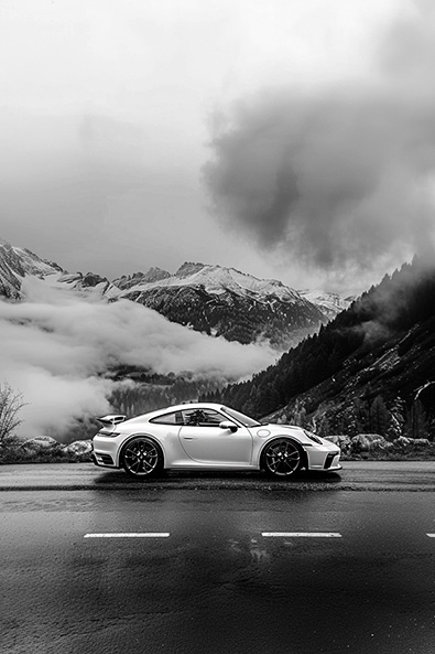 with preset sports car mountain road