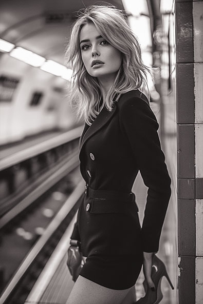 with preset woman portrait in subway