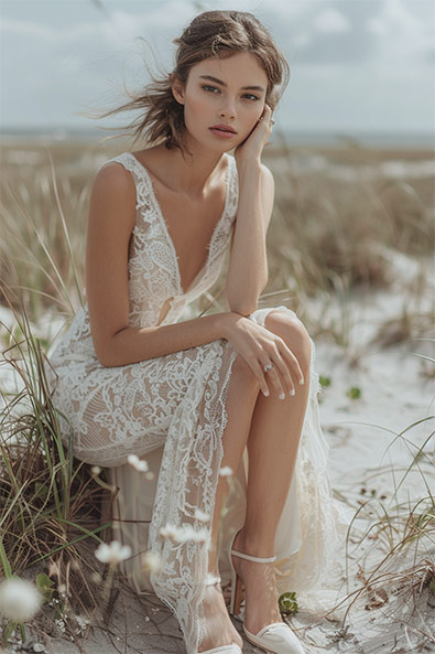 Before candid color photo of a bride