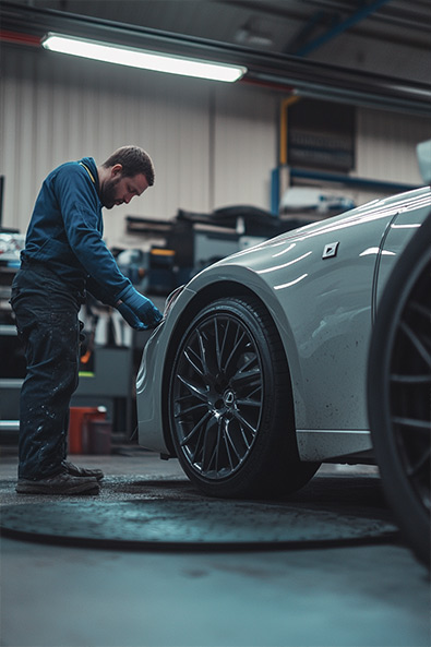 Before car mechanic is fixing a Lexus IS