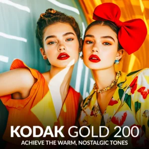 cover image Kodak Gold 200 presets for Lightroom showing a portrait of 2 woman with preset applied