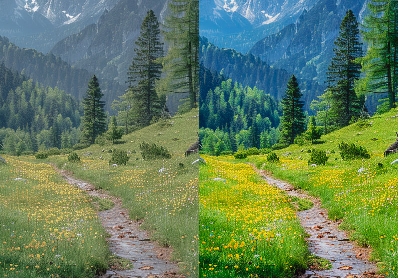 Before and after Velvia Lightroom edit