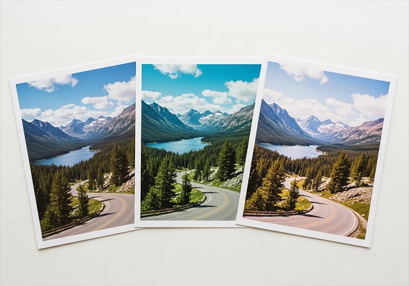 Side by side comparison of Fuji Lightroom presets: C200, Velvia 100 and Pro 400H