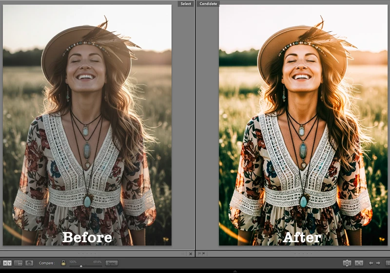 kodak film lightroom preset before and after comparison in develop module