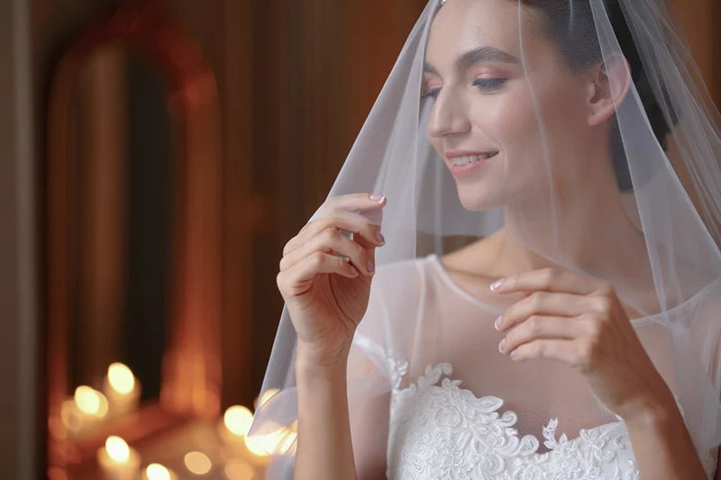 Image without preset - intimate bridal portrait captured over the shoulder