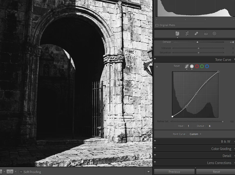 Lightroom tone curve panel showing Agfa Scala 200X preset characteristic curve