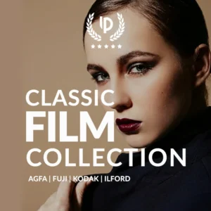 cover image of the classic film preset collection, showing a portrait of a Russian model