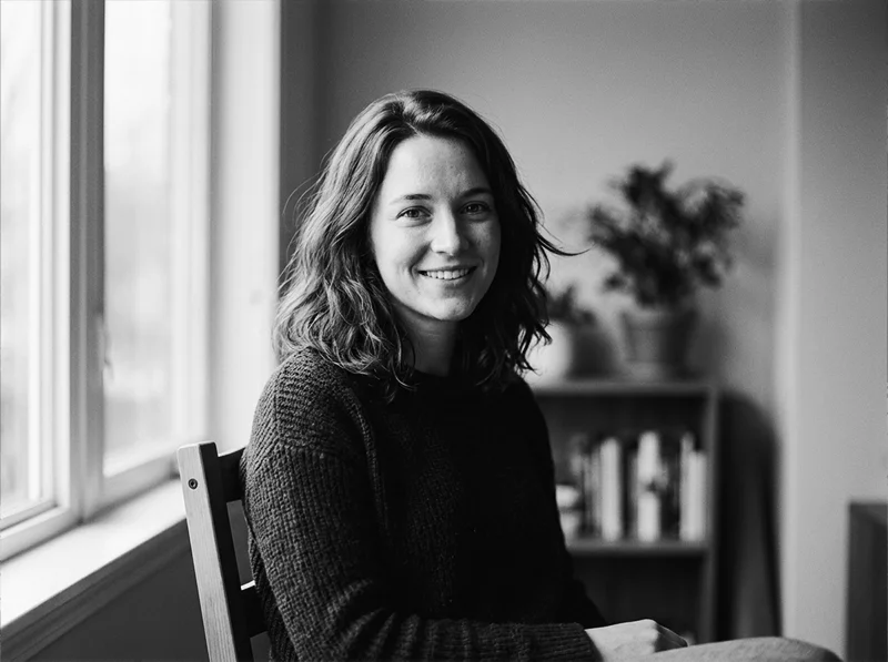 Portrait photography processed with Kodak T-MAX 400 Lightroom preset showing smooth tonal gradation