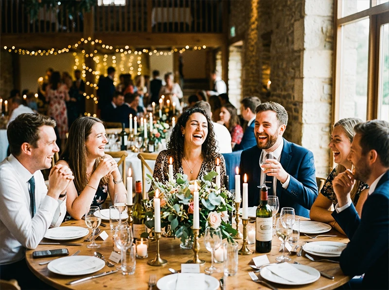 Wedding reception photo edited with Kodak Portra 400 Lightroom preset showing natural skintones